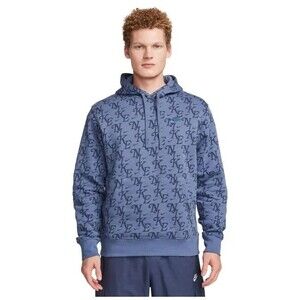 Nike Men's Sportswear Club Fleece All over Logo-Print Hoodie Blue Small